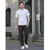 imageCOOFANDY Mens Casual Elastic Waist Pants Drawstring Summer Beach Pant Lightweight Stretch Linen TrouserBlack