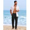 imageCOOFANDY Mens Casual Elastic Waist Pants Drawstring Summer Beach Pant Lightweight Stretch Linen TrouserBlack