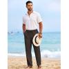 imageCOOFANDY Mens Casual Elastic Waist Pants Drawstring Summer Beach Pant Lightweight Stretch Linen TrouserBrown