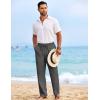 imageCOOFANDY Mens Casual Elastic Waist Pants Drawstring Summer Beach Pant Lightweight Stretch Linen TrouserDark Grey