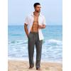 imageCOOFANDY Mens Casual Elastic Waist Pants Drawstring Summer Beach Pant Lightweight Stretch Linen TrouserDark Grey