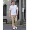 imageCOOFANDY Mens Casual Elastic Waist Pants Drawstring Summer Beach Pant Lightweight Stretch Linen TrouserDark Khaki