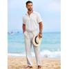 imageCOOFANDY Mens Casual Elastic Waist Pants Drawstring Summer Beach Pant Lightweight Stretch Linen TrouserLight Grey