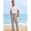 imageCOOFANDY Mens Casual Elastic Waist Pants Drawstring Summer Beach Pant Lightweight Stretch Linen TrouserMedium Gray