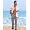 imageCOOFANDY Mens Casual Elastic Waist Pants Drawstring Summer Beach Pant Lightweight Stretch Linen TrouserMedium Gray