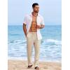 imageCOOFANDY Mens Casual Elastic Waist Pants Drawstring Summer Beach Pant Lightweight Stretch Linen TrouserMoon Grey