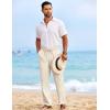 imageCOOFANDY Mens Casual Elastic Waist Pants Drawstring Summer Beach Pant Lightweight Stretch Linen TrouserMoon Grey