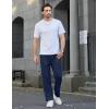 imageCOOFANDY Mens Casual Elastic Waist Pants Drawstring Summer Beach Pant Lightweight Stretch Linen TrouserNavy Blue