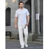 imageCOOFANDY Mens Casual Elastic Waist Pants Drawstring Summer Beach Pant Lightweight Stretch Linen TrouserWhite