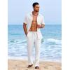 imageCOOFANDY Mens Casual Elastic Waist Pants Drawstring Summer Beach Pant Lightweight Stretch Linen TrouserWhite