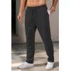 imageCOOFANDY Mens Casual Pants Waffle Knit Yoga Pants Lightweight Sweatpants Open Bottom Lounge TrousersBlack