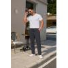 imageCOOFANDY Mens Casual Pants Waffle Knit Yoga Pants Lightweight Sweatpants Open Bottom Lounge TrousersDark Grey