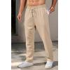 imageCOOFANDY Mens Casual Pants Waffle Knit Yoga Pants Lightweight Sweatpants Open Bottom Lounge TrousersKhaki