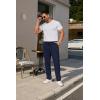 imageCOOFANDY Mens Casual Pants Waffle Knit Yoga Pants Lightweight Sweatpants Open Bottom Lounge TrousersNavy Blue