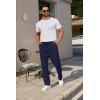 imageCOOFANDY Mens Casual Pants Waffle Knit Yoga Pants Lightweight Sweatpants Open Bottom Lounge TrousersNavy Blue