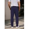 imageCOOFANDY Mens Casual Pants Waffle Knit Yoga Pants Lightweight Sweatpants Open Bottom Lounge TrousersNavy Blue