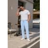 imageCOOFANDY Mens Casual Pants Waffle Knit Yoga Pants Lightweight Sweatpants Open Bottom Lounge TrousersSky Blue