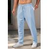 imageCOOFANDY Mens Casual Pants Waffle Knit Yoga Pants Lightweight Sweatpants Open Bottom Lounge TrousersSky Blue