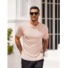 imageCOOFANDY Mens Muscle TShirts VNeck Slim Fit Workout Shirt Short Sleeve Longline Gym Athletic Tee ShirtsBeige