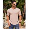 imageCOOFANDY Mens Muscle TShirts VNeck Slim Fit Workout Shirt Short Sleeve Longline Gym Athletic Tee ShirtsBeige