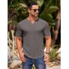 imageCOOFANDY Mens Muscle TShirts VNeck Slim Fit Workout Shirt Short Sleeve Longline Gym Athletic Tee ShirtsDark Grey
