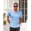 imageCOOFANDY Mens Muscle TShirts VNeck Slim Fit Workout Shirt Short Sleeve Longline Gym Athletic Tee ShirtsLight Blue