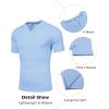 imageCOOFANDY Mens Muscle TShirts VNeck Slim Fit Workout Shirt Short Sleeve Longline Gym Athletic Tee ShirtsLight Blue