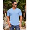 imageCOOFANDY Mens Muscle TShirts VNeck Slim Fit Workout Shirt Short Sleeve Longline Gym Athletic Tee ShirtsLight Blue