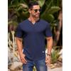 imageCOOFANDY Mens Muscle TShirts VNeck Slim Fit Workout Shirt Short Sleeve Longline Gym Athletic Tee ShirtsNavy Blue
