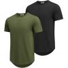 imageCOOFANDY Mens T Shirts Casual Short Sleeve Cotton Tee Shirts Hipster Hip Hop Longline TShirt Basic Summer TopsTwo Pack Black  Army Green