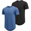 imageCOOFANDY Mens T Shirts Casual Short Sleeve Cotton Tee Shirts Hipster Hip Hop Longline TShirt Basic Summer TopsTwo Pack Black  Blue