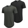 imageCOOFANDY Mens T Shirts Casual Short Sleeve Cotton Tee Shirts Hipster Hip Hop Longline TShirt Basic Summer TopsTwo Pack Black  Dark Grey