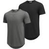 imageCOOFANDY Mens T Shirts Casual Short Sleeve Cotton Tee Shirts Hipster Hip Hop Longline TShirt Basic Summer TopsTwo Pack Black  Grey