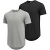 imageCOOFANDY Mens T Shirts Casual Short Sleeve Cotton Tee Shirts Hipster Hip Hop Longline TShirt Basic Summer TopsTwo Pack Black  Light Grey