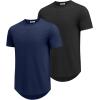 imageCOOFANDY Mens T Shirts Casual Short Sleeve Cotton Tee Shirts Hipster Hip Hop Longline TShirt Basic Summer TopsTwo Pack Black  Navy Blue