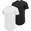 imageCOOFANDY Mens T Shirts Casual Short Sleeve Cotton Tee Shirts Hipster Hip Hop Longline TShirt Basic Summer TopsTwo Pack Black  White