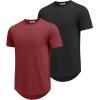 imageCOOFANDY Mens T Shirts Casual Short Sleeve Cotton Tee Shirts Hipster Hip Hop Longline TShirt Basic Summer TopsTwo Pack Black  Wine Red