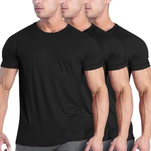 imageCOOFANDY Mens 3 Pack Workout T Shirts Short Sleeve Gym Bodybuilding Muscle Shirt Base Layer Fitness Tee TopsBlackBlackBlack