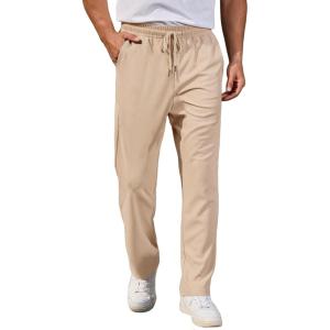 imageCOOFANDY Mens Casual Pants Waffle Knit Yoga Pants Lightweight Sweatpants Open Bottom Lounge TrousersKhaki