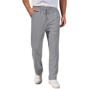 imageCOOFANDY Mens Casual Pants Waffle Knit Yoga Pants Lightweight Sweatpants Open Bottom Lounge TrousersLight Grey