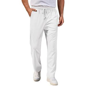 imageCOOFANDY Mens Casual Pants Waffle Knit Yoga Pants Lightweight Sweatpants Open Bottom Lounge TrousersWhite