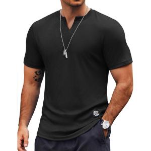 imageCOOFANDY Mens Muscle TShirts VNeck Slim Fit Workout Shirt Short Sleeve Longline Gym Athletic Tee ShirtsAblack