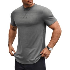imageCOOFANDY Mens T Shirts Casual Short Sleeve Cotton Tee Shirts Hipster Hip Hop Longline TShirt Basic Summer TopsOne Piece Grey