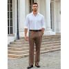 imageCOOFANDY Men Linen Dress Pants Classic Fit Suit Pants Lightweight Wrinkle Free Casual TrousersBrown