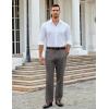 imageCOOFANDY Men Linen Dress Pants Classic Fit Suit Pants Lightweight Wrinkle Free Casual TrousersDark Grey