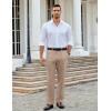 imageCOOFANDY Men Linen Dress Pants Classic Fit Suit Pants Lightweight Wrinkle Free Casual TrousersDark Khaki
