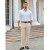 imageCOOFANDY Men Linen Dress Pants Classic Fit Suit Pants Lightweight Wrinkle Free Casual TrousersKhaki