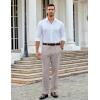 imageCOOFANDY Men Linen Dress Pants Classic Fit Suit Pants Lightweight Wrinkle Free Casual TrousersLight Grey