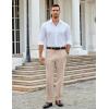 imageCOOFANDY Men Linen Dress Pants Classic Fit Suit Pants Lightweight Wrinkle Free Casual TrousersLight Khaki