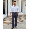 imageCOOFANDY Men Linen Dress Pants Classic Fit Suit Pants Lightweight Wrinkle Free Casual TrousersNavy Blue